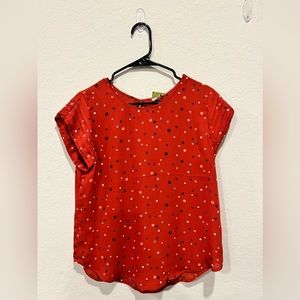 Dark Pink Blouse with Polka Dots